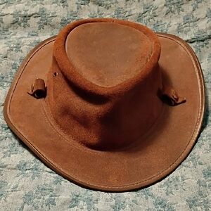 Men's Brown Leather Cowboy Hat